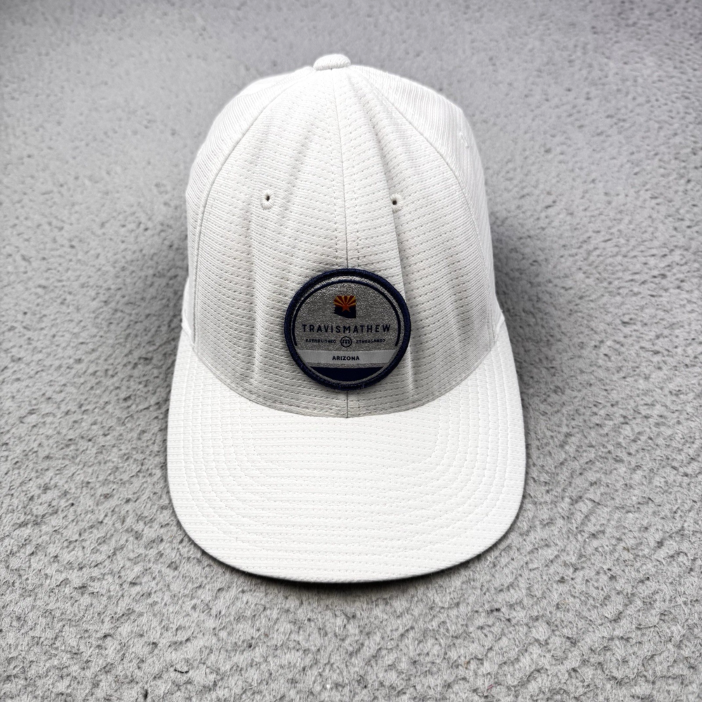 TRAVIS MATHEW Hat Cap Mens S/M Flexfit Stretch White Arizona Golf
